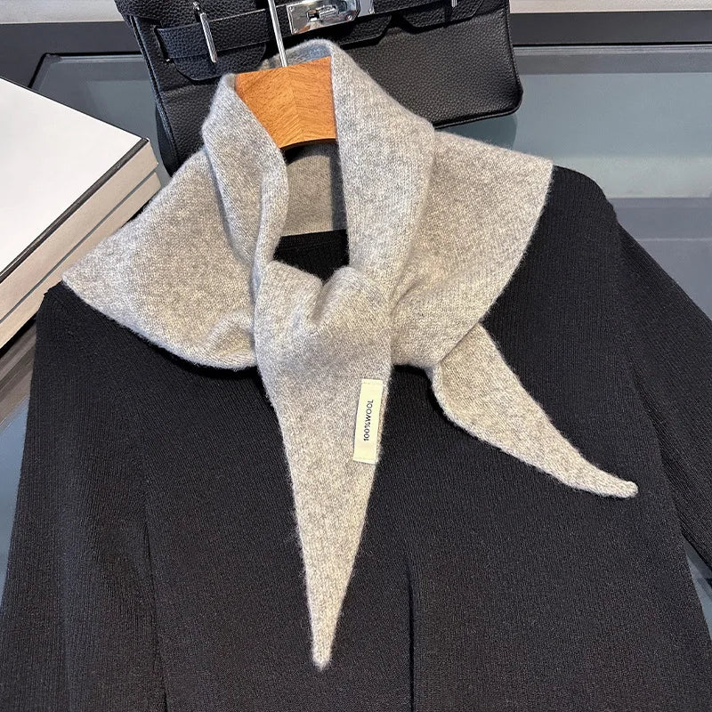 Pure Wool Triangle Scarf for Women – Cold-Weather Neck Wrap & Head Covering – Solid Color Shawl 24×51 in | Thomler