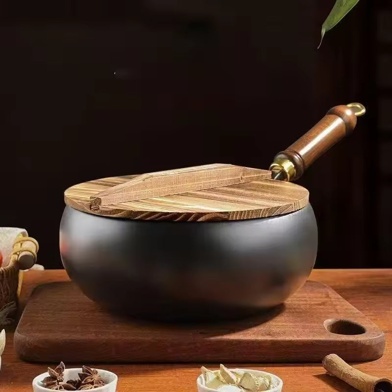 Wok Pan Cast Iron 30.0 cm Heavy-Duty Cooking For Stir-Fry Sauté Simmer | Thomler