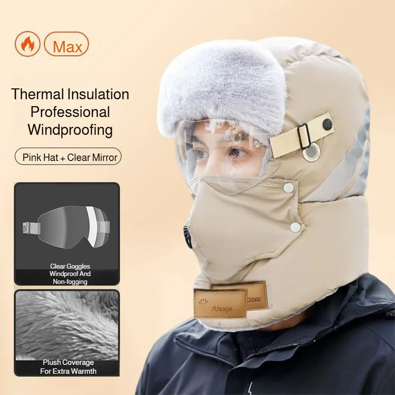Full-Face Insulated Winter Balaclava with Detachable Shield & Windproof Design for Skiing & Cold Weather | Thomler