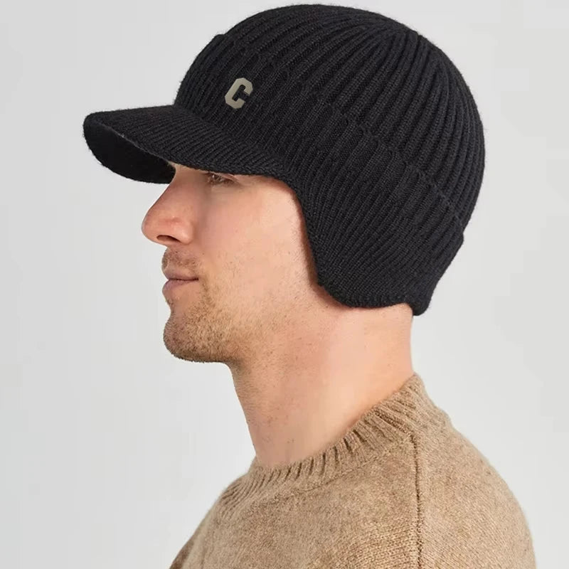 Soft Knit Winter Beanie with Curved Brim – Windproof Cold-Weather Cap for Men & Women | Ice Skating, Skiing, Outdoor Adventures | Thomler
