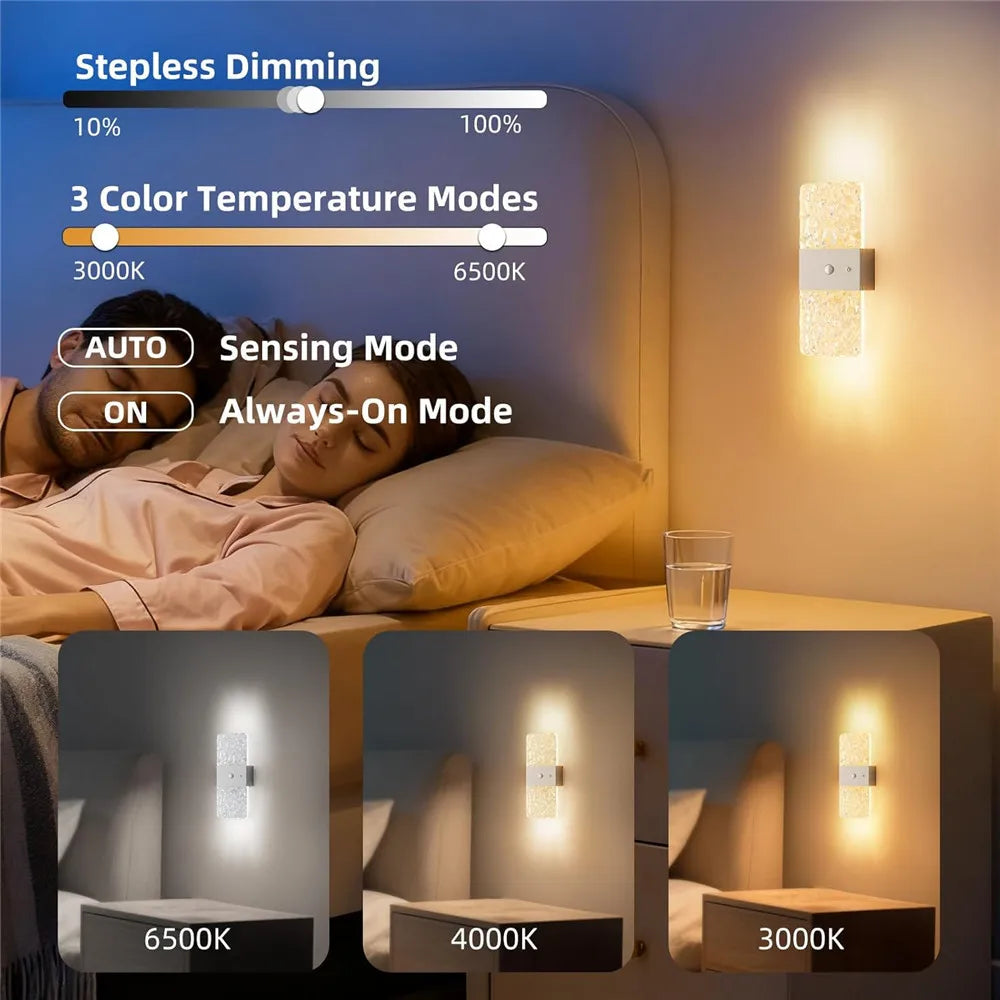 Rechargeable Motion-Activated LED Wall Sconce 2-Pack – Wireless Dimmable Accent Lights for Hallways, Bedrooms & Stairs | Thomler