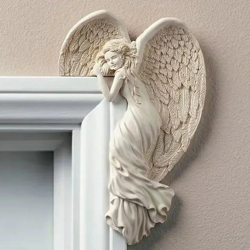Angel Wing Wall Sculpture for Doorways & Corners – Resin Guardian Décor for Home, Entryway, Garden – Spiritual Protector Art | Thomler