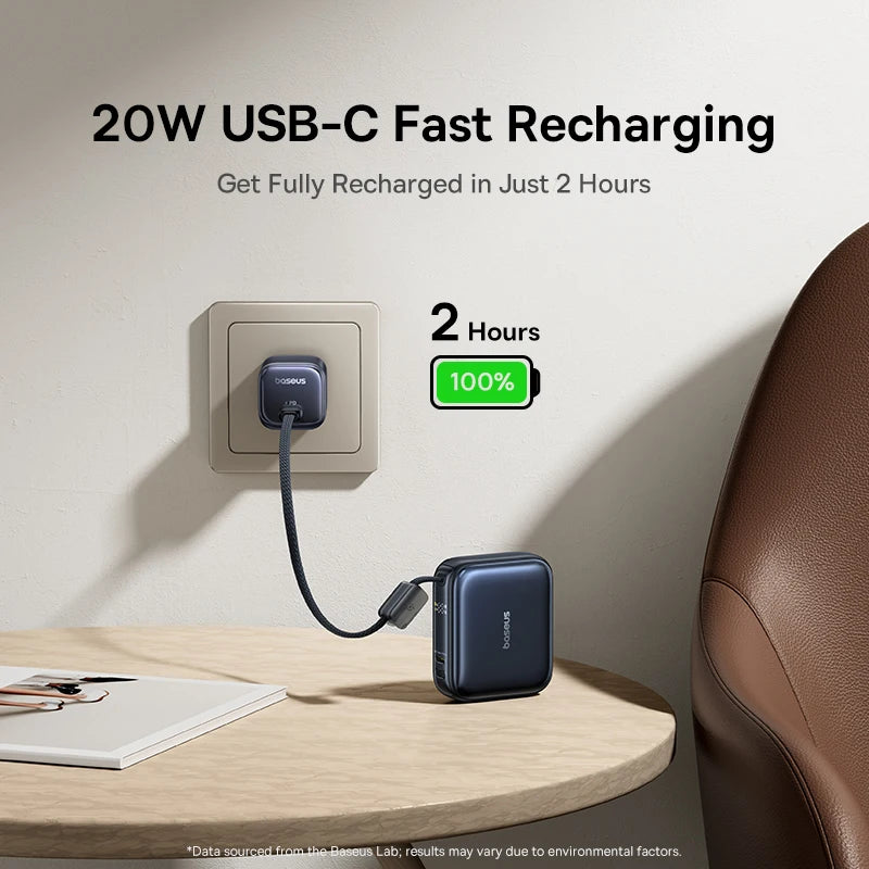 10000mAh Portable Charger 45W Fast Charging Power Bank with Integrated USB-C Cord Digital Display for iPhone Samsung Android Smartphones | Thomler