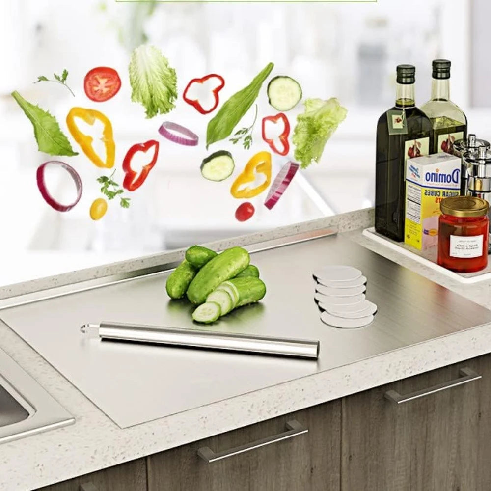 Professional Metal Prep Surface – Anti-Slip Kitchen Work Board for Vegetable Slicing, Dough Rolling & Daily Meal Prep | Thomler