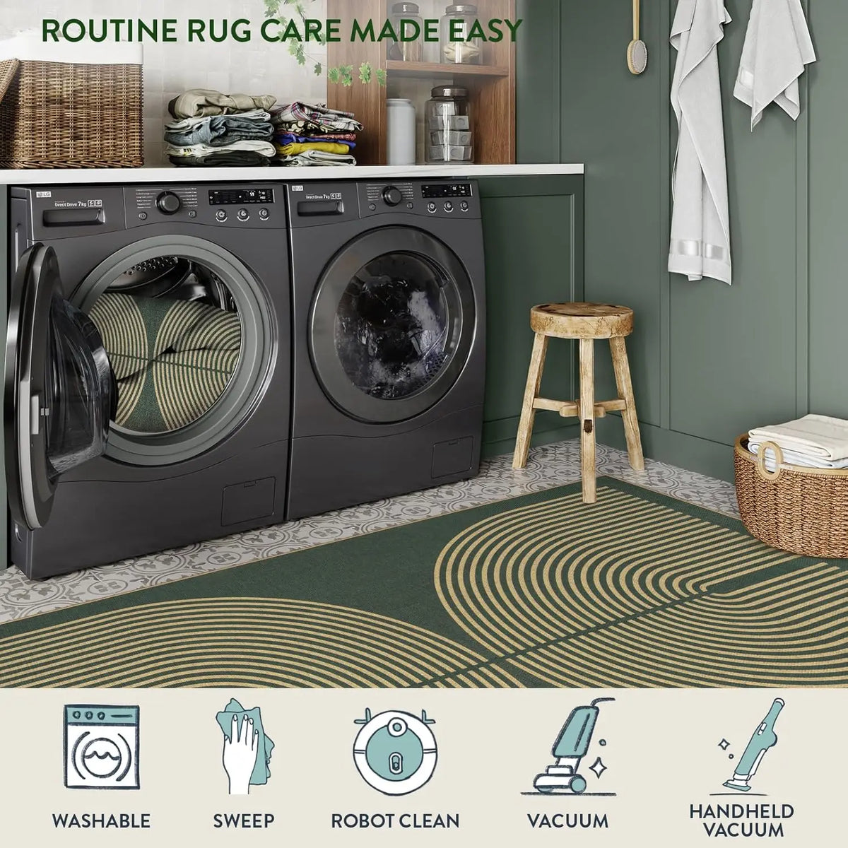 Machine Washable Entry Runner Mat with Anti-Slip Backing for Hallway Kitchen Laundry Utility Room | Thomler