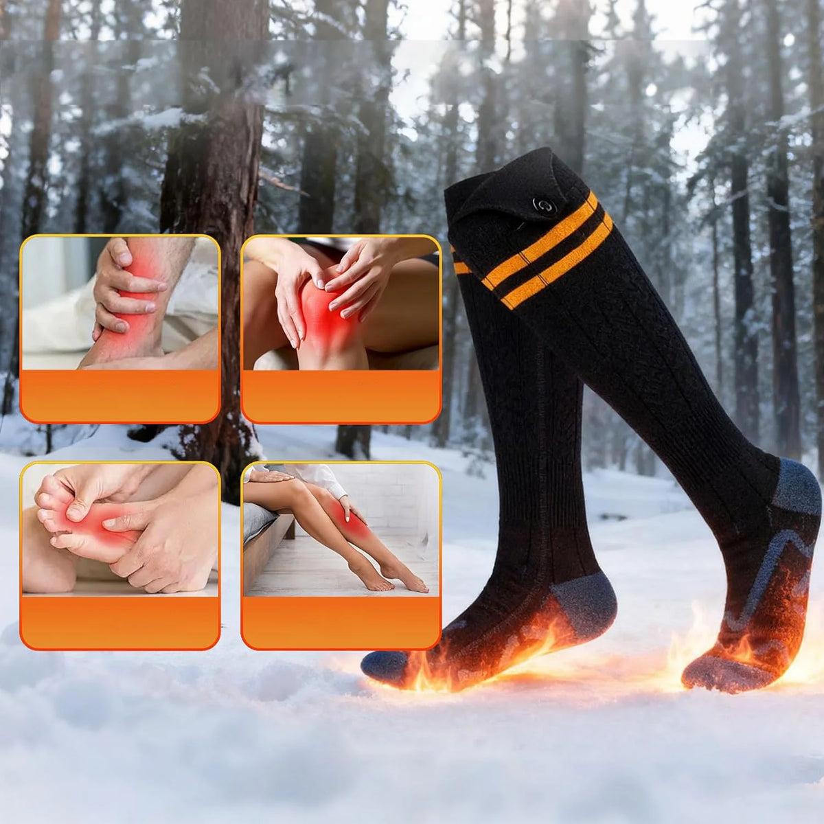 Battery-Powered Heated Socks with 4 Temperature Settings for Winter Outdoor Activities Cycling Hunting Fishing Skiing | Thomler