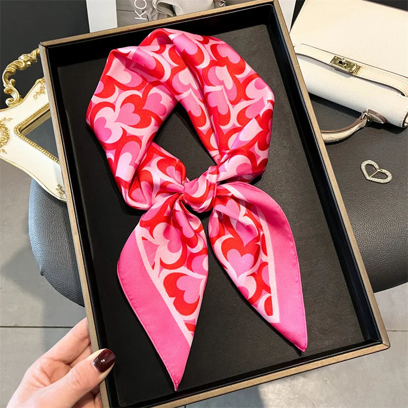 Printed Satin Square Neckerchief for Women 27.5×27.5 in Versatile Head Wrap Neck Tie Hair Ribbon Fashion Accessory | Thomler