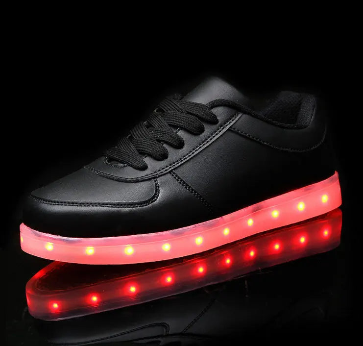 Childrens Trainers Synthetic Rubber LED Light Up Velcro Pink Daily School Play Sneakers Multiple Light Modes | Thomler