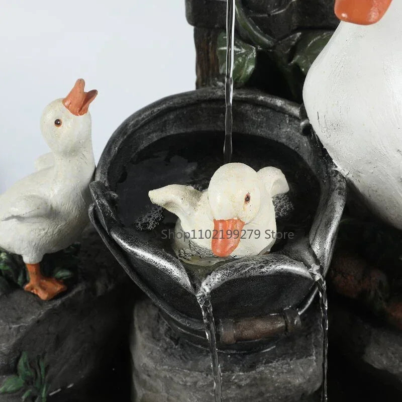 Solar-Powered Duck & Squirrel Garden Statue with LED Lights – Weather-Resistant Resin Outdoor Figurine for Patio & Yard Decor | Thomler