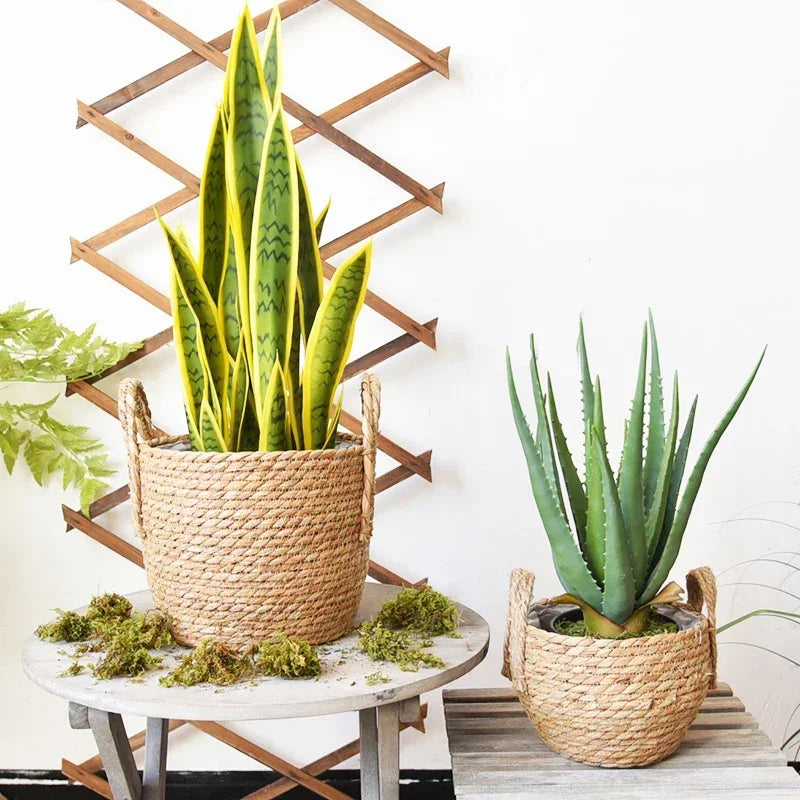 Plant Basket Seagrass Woven 35.0 cm Natural Indoor Outdoor Decorative Storage Planter Boho Scandinavian Rustic Home Decor | Thomler