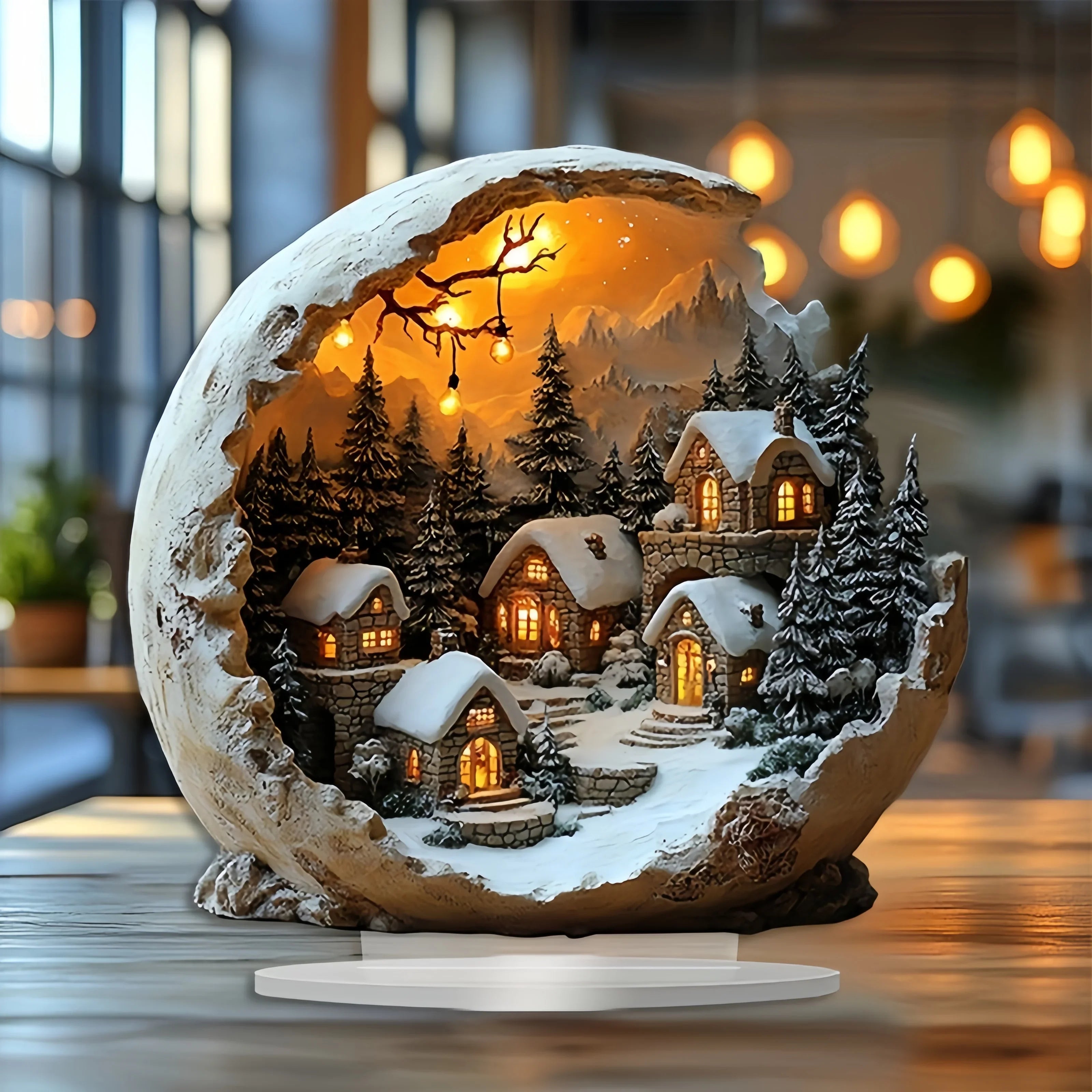 Acrylic Holiday Ornament Boho Tabletop Figure 9x8 Inch Decorative Centerpiece for Christmas Winter Mantle Shelf Bedroom Living Room Modern | Thomler