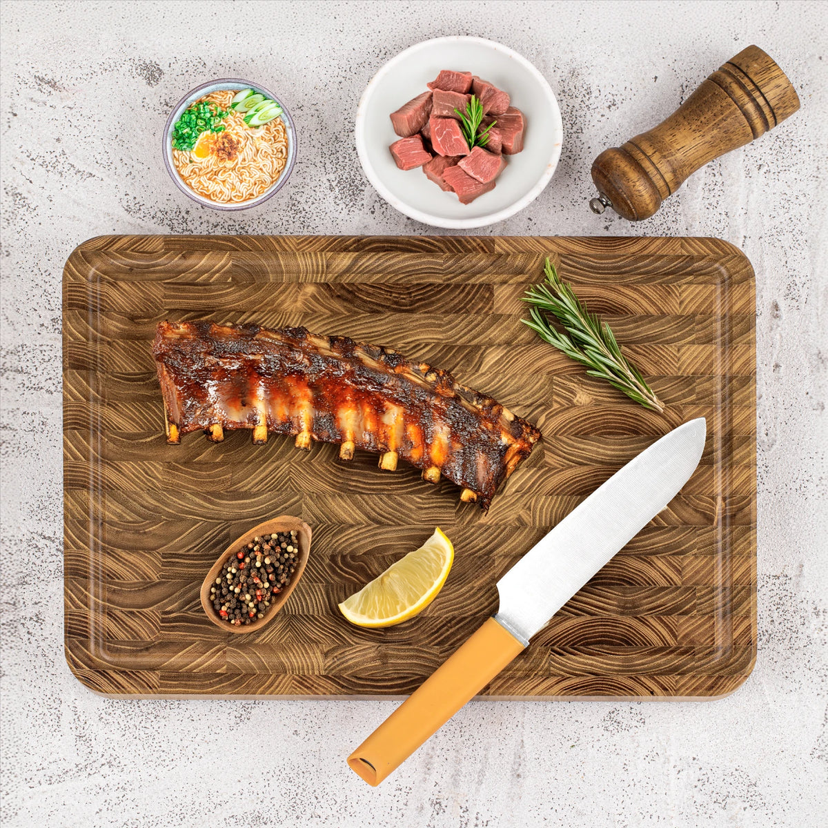 Rectangular Teak Cutting Board with Juice Groove and Easy-Grip Handles – Pre-Oiled Hardwood Kitchen Block | Thomler