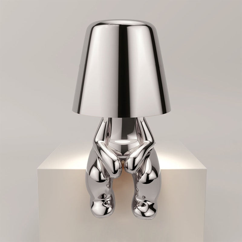 Table Lamp ABS Plastic USB Rechargeable Warm LED Gold Bedroom Bedside Touch Dimmable Sculptural Mood Light | Thomler