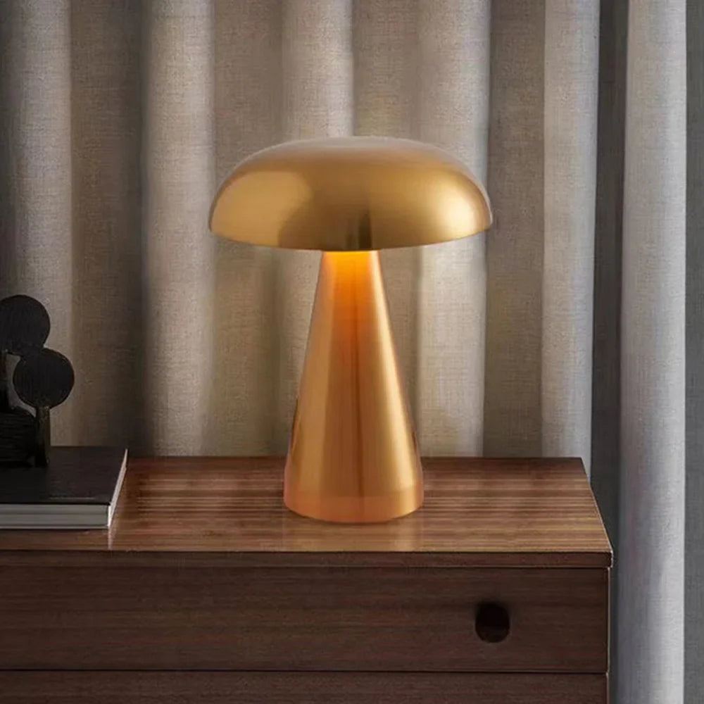 Table Lamp Metal 8 in LED Wireless Mushroom Nightlight Warm Neutral Cool Light | Thomler
