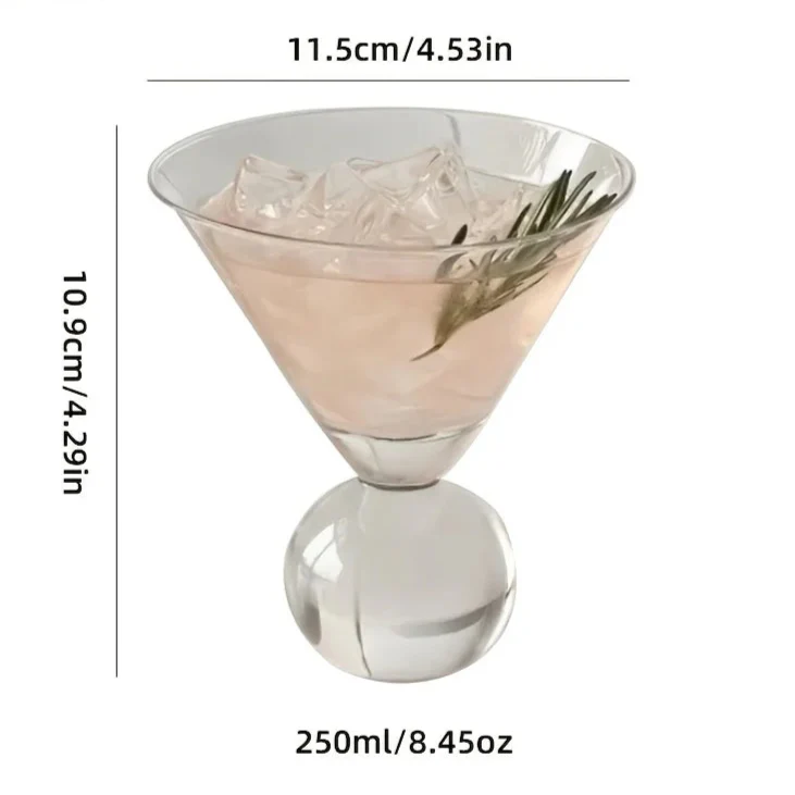 Martini Glass Crystal 4 in Elegant Cocktail Bar Drinking Glassware Refined Globe Design | Thomler
