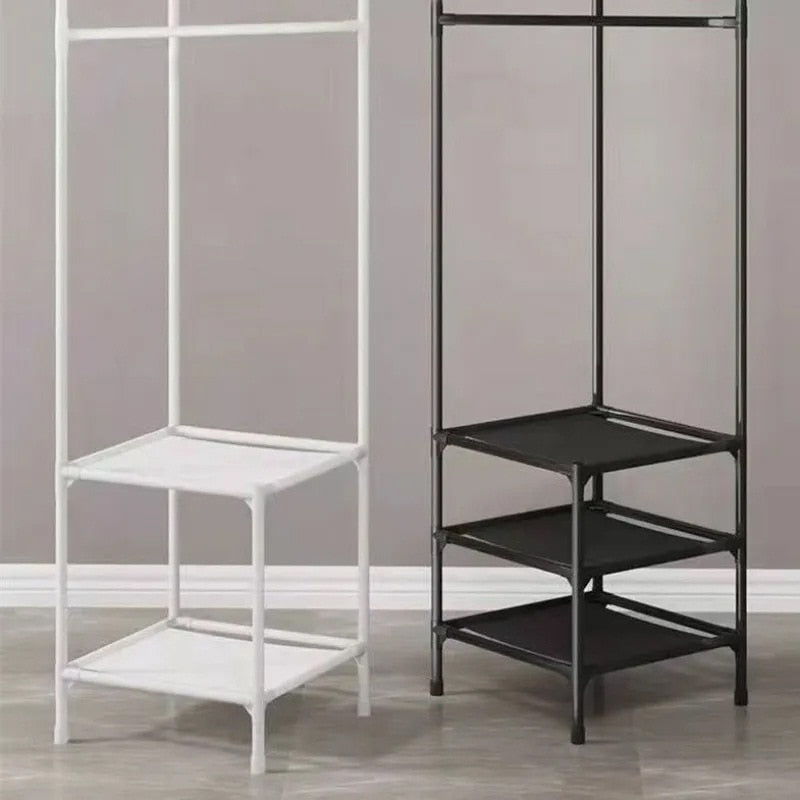 Corner Metal Garment Rack with Shelves for Entryway & Bedroom Organization | Thomler