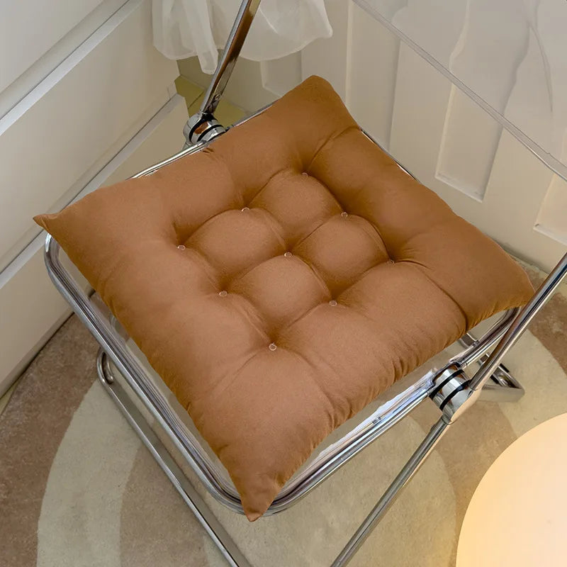 Brown cushions - Square Linen Cushion Pearl Cotton Seat Pad Chair Mat Comfort Backrest Pillow Home Office Computer Chair Accessories