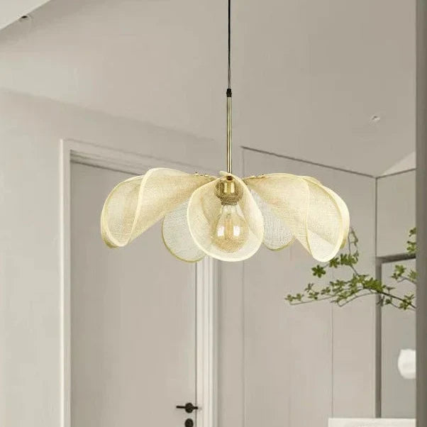 Art Deco Linen Drum Pendant Ceiling Light – Brass Hardware & Adjustable Cord for Dining Room, Living Room & Bedroom | Thomler