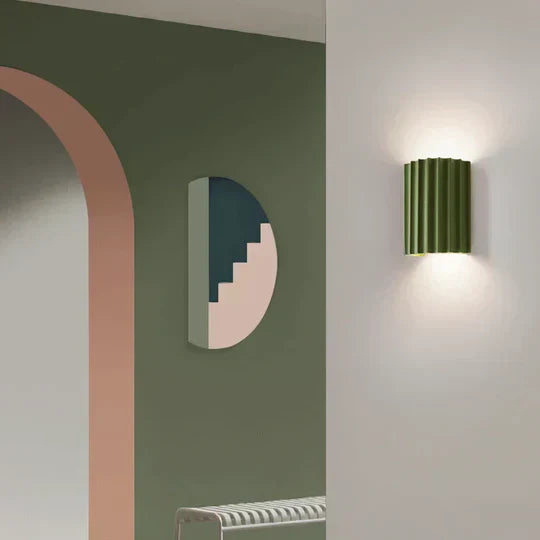 Wall Lamp Resin Ribbed 16.5 cm Terracotta Bedroom Hallway Up Down Accent Lighting Scandinavian Japandi Interior | Thomler