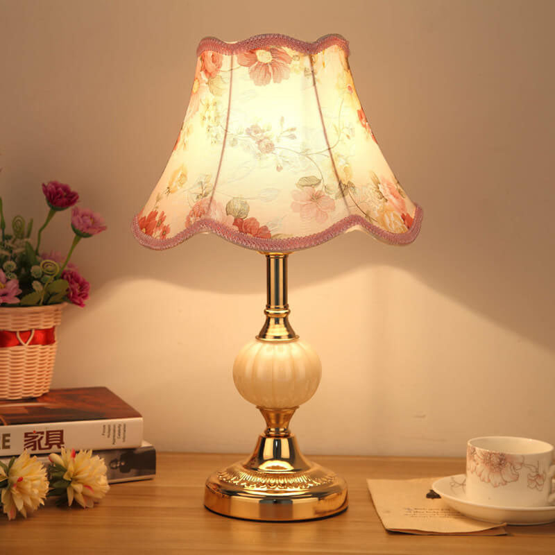 Table Lamp Glass Iron Fabric 16.5 in Modern Bedside Living Room Study LED E26 Light | Thomler