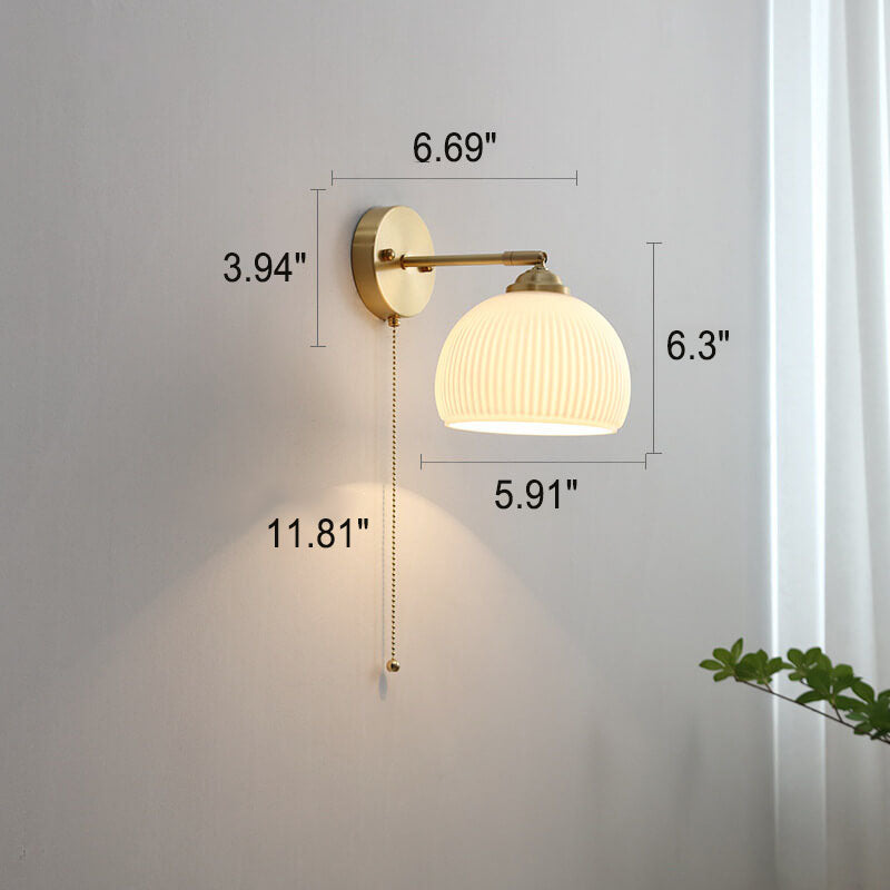 Wall Lamp Glass Brass 5.9 in Modern White Bedroom Bedside Living Room Sconce Lighting Fixture | Thomler
