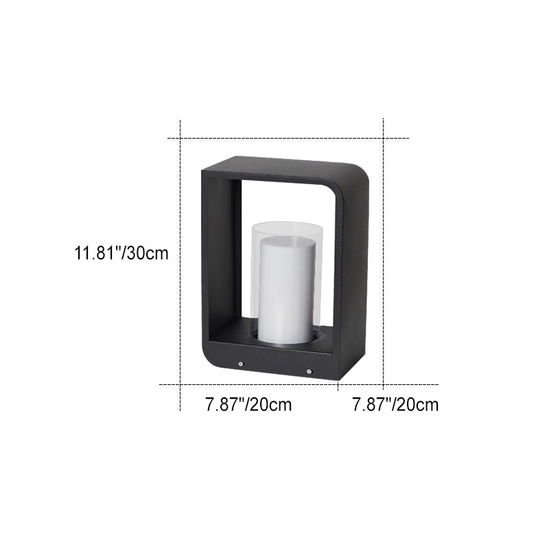 Outdoor Cube Post Light Black Steel LED Garden Pathway Stake for Yard Patio Walkway Deck Solar & Hardwired | Thomler