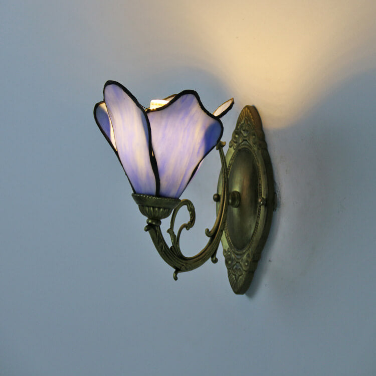 Wall Lamp Iron Resin 9.8 in x 7.9 in Glass Shade Blue Red Pink Clear Bronze Bedside Living Room Bedroom Study LED Incandescent Fluorescent Fixture | Thomler