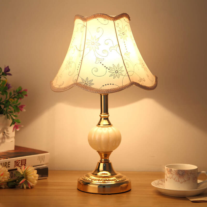 Table Lamp Glass Iron Fabric 16.5 in Modern Bedside Living Room Study LED E26 Light | Thomler