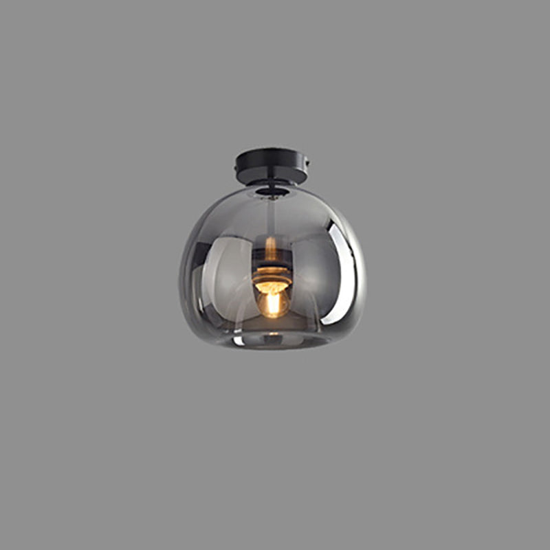 Semi-Flush Mount Light Glass Iron 9.8 in x 11.4 in Smoke Gray Hallway Living Room Bedroom Modern Lighting Fixture | Thomler