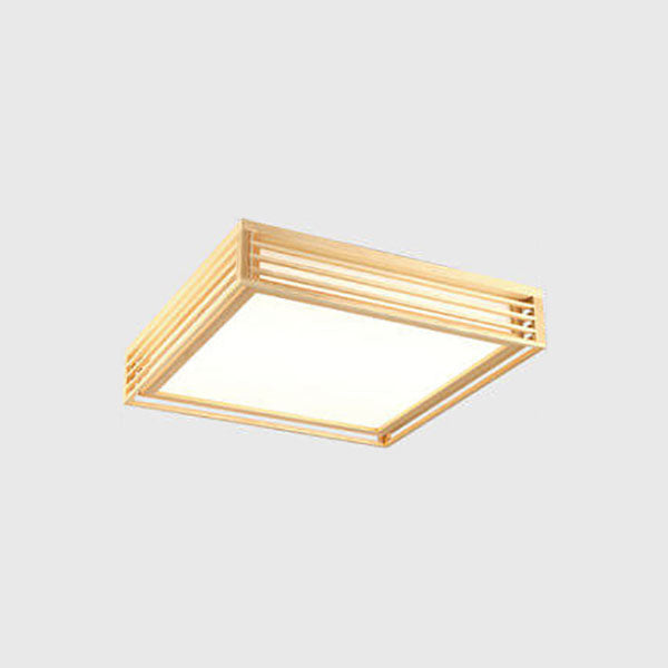 Flush Mount Ceiling Light Wood Acrylic 13.8 in LED Beige White Modern Bedroom Living Room Dining Room Lighting | Thomler