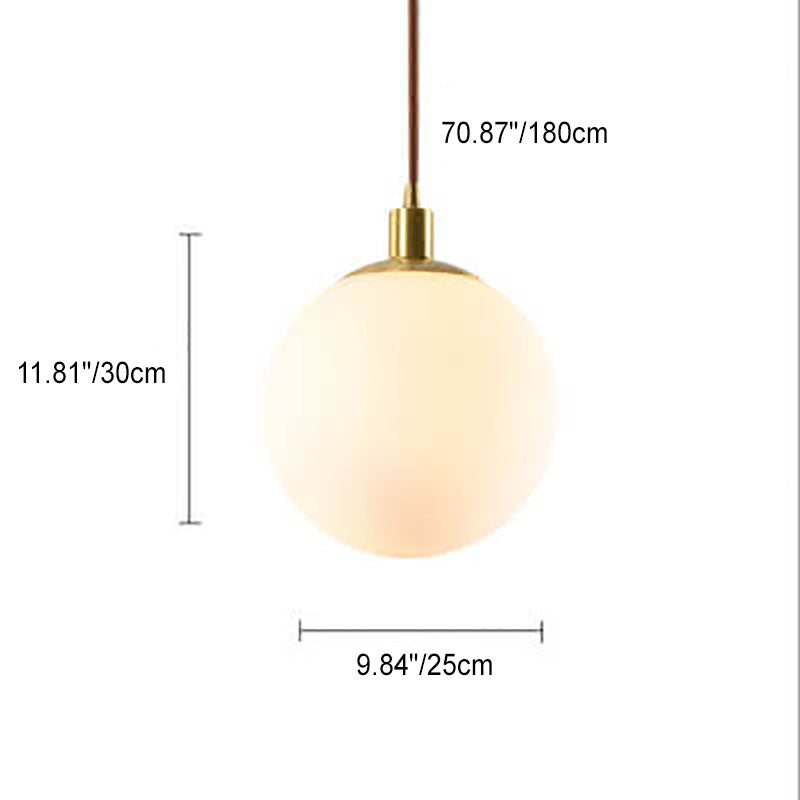 Pendant Light Glass 9.8 in Adjustable White Gold Hallway Living Room Bedroom Lighting Fixture Modern Hanging Lamp | Thomler