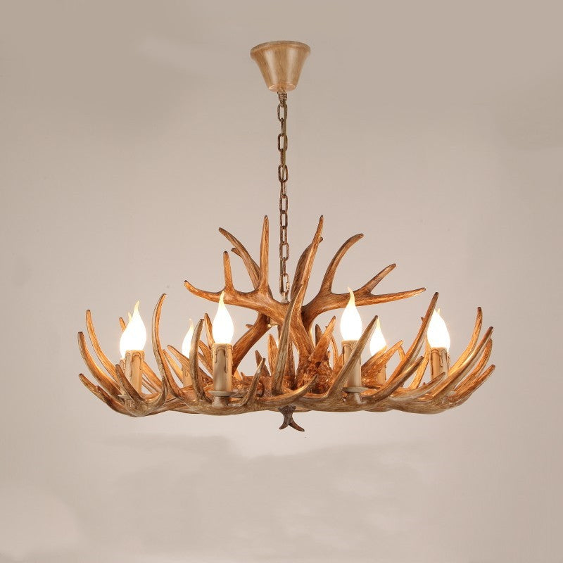 Antler-Inspired Rustic Hanging Light Fixture for Dining Room & Bedroom | Resin & Metal Design | E12 Candelabra Base | Thomler