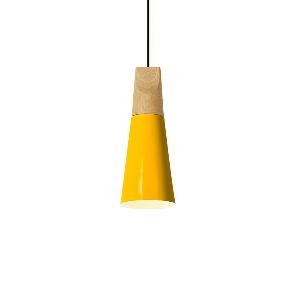 Modern Pendant Light Wood and Aluminum Drum Shade E27 Socket for Kitchen Dining Room Living Room | Thomler