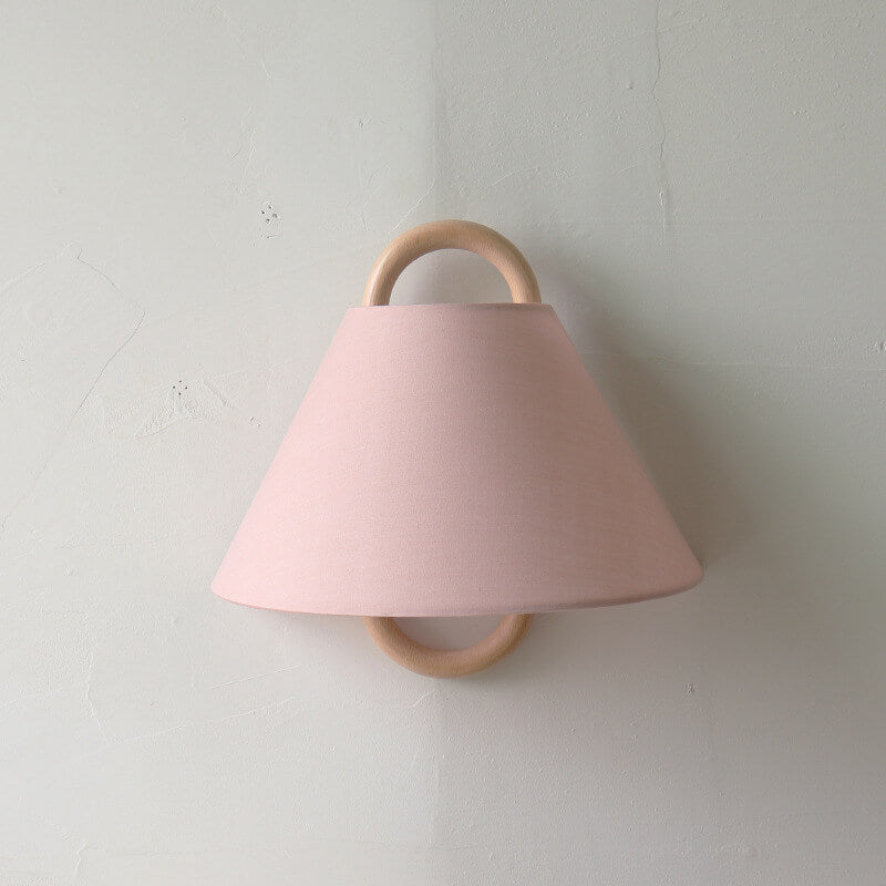 Fabric Half-Moon Wall Sconce with Natural Wood Backplate for Bedroom & Living Room | Thomler