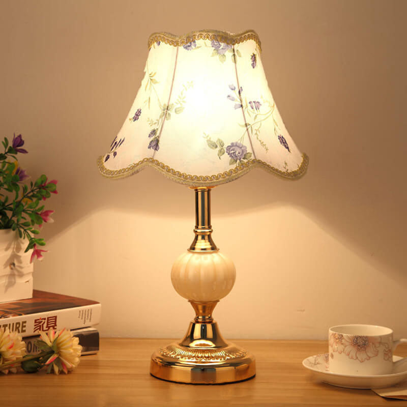 Table Lamp Glass Iron Fabric 16.5 in Modern Bedside Living Room Study LED E26 Light | Thomler
