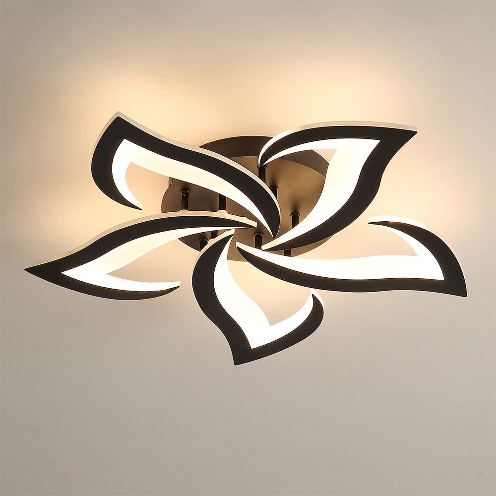 Ceiling Lamp Metal Acrylic 55.0 cm Black LED Living Room Bedroom Flower Design Flush Mount Lighting | Thomler