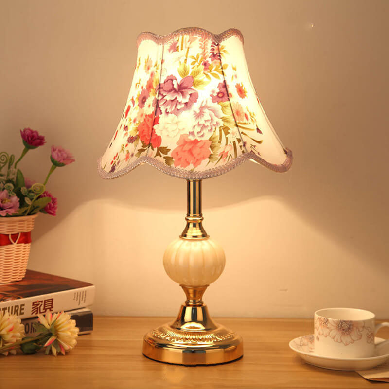 Table Lamp Glass Iron Fabric 16.5 in Modern Bedside Living Room Study LED E26 Light | Thomler