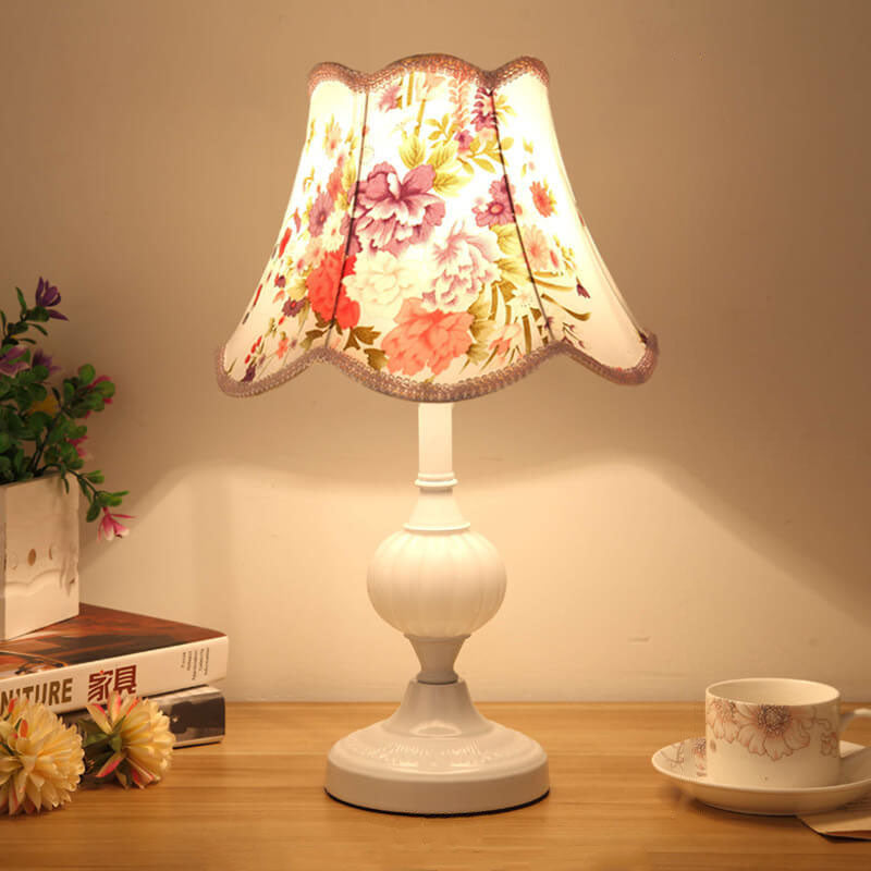 Table Lamp Glass Iron Fabric 16.5 in Modern Bedside Living Room Study LED E26 Light | Thomler