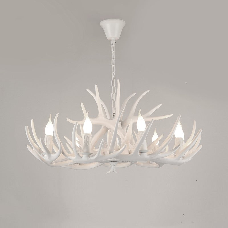 Antler-Inspired Rustic Hanging Light Fixture for Dining Room & Bedroom | Resin & Metal Design | E12 Candelabra Base | Thomler