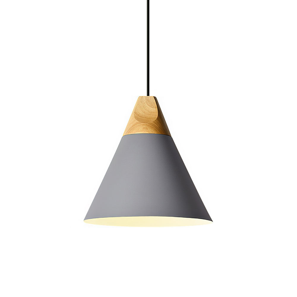 Pendant Light Wood Aluminium E27 Grey Dining Room Kitchen Island Hanging Ceiling Lamp Scandinavian Modern | Thomler