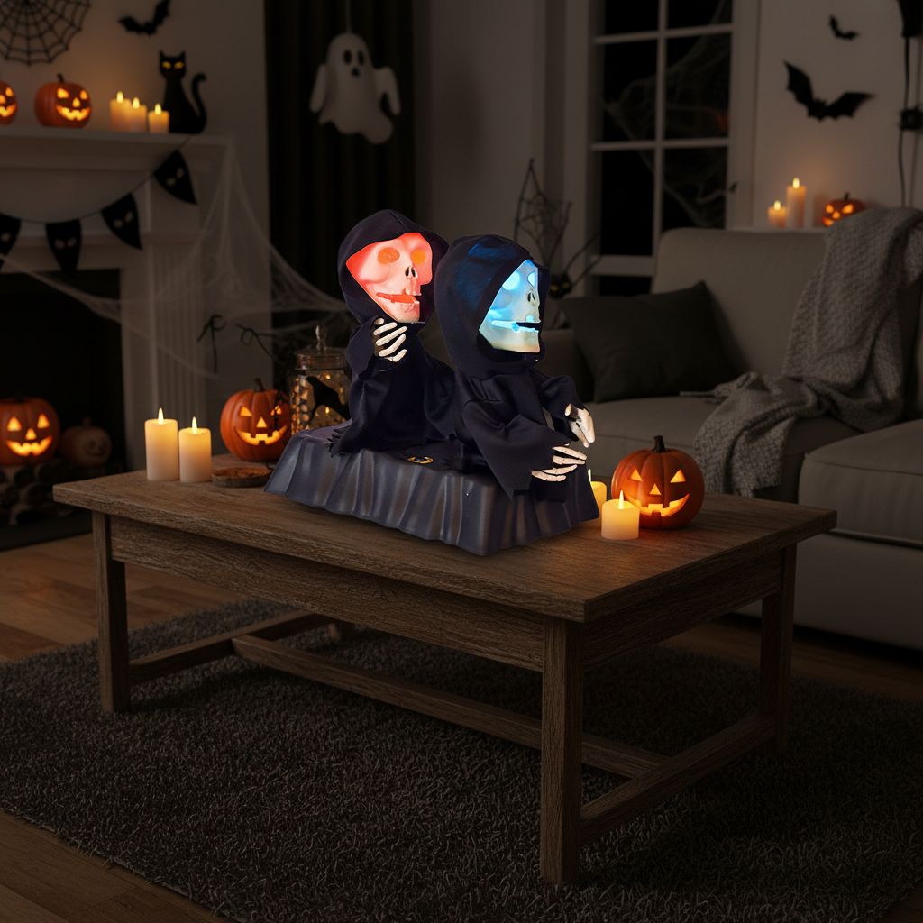 Battery-Powered Dancing Halloween Figures with Music & Color-Changing Eyes – Spooky Singing Decor for Indoor Party Tables | Thomler