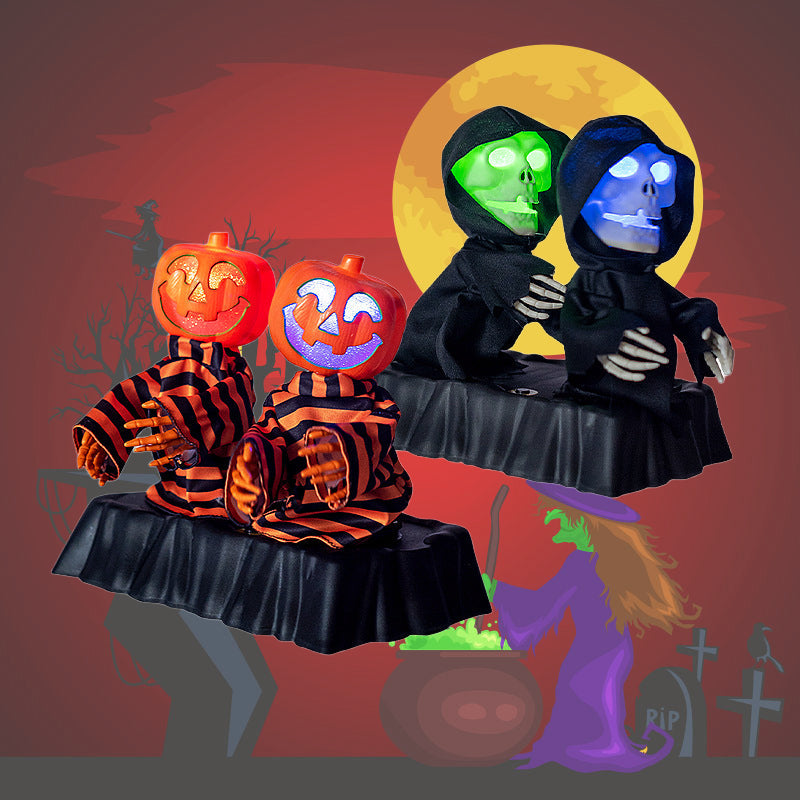 Battery-Powered Dancing Halloween Figures with Music & Color-Changing Eyes – Spooky Singing Decor for Indoor Party Tables | Thomler