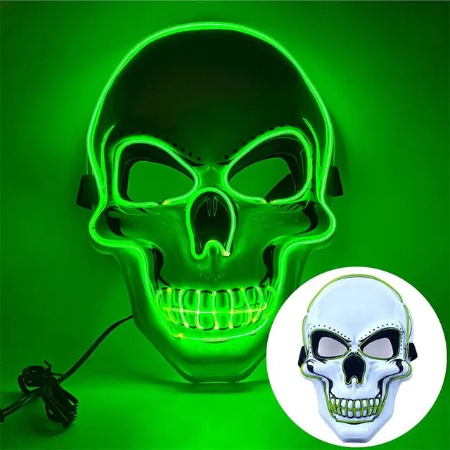 Battery-Powered Illuminated Skeleton Face Cover for Costume Parties, Trick-or-Treat Events & Spooky Home Displays | Thomler