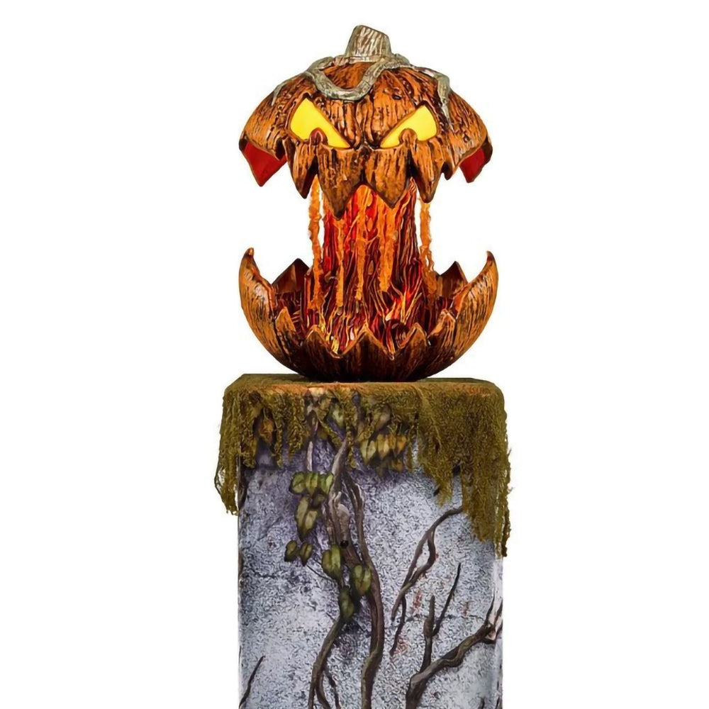 Voice-Triggered Glowing Jack-o'-Lantern Display Piece with Motion Response for Seasonal Home Haunts & Costume Events | Thomler