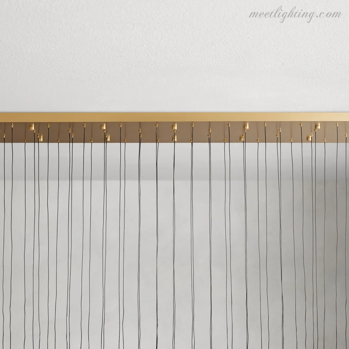 Linear LED Chandelier with Textured Glass Drops – Adjustable Height – Brass Bronze Nickel – 37 to 120 Inch – Dining Room Kitchen Island | Thomler