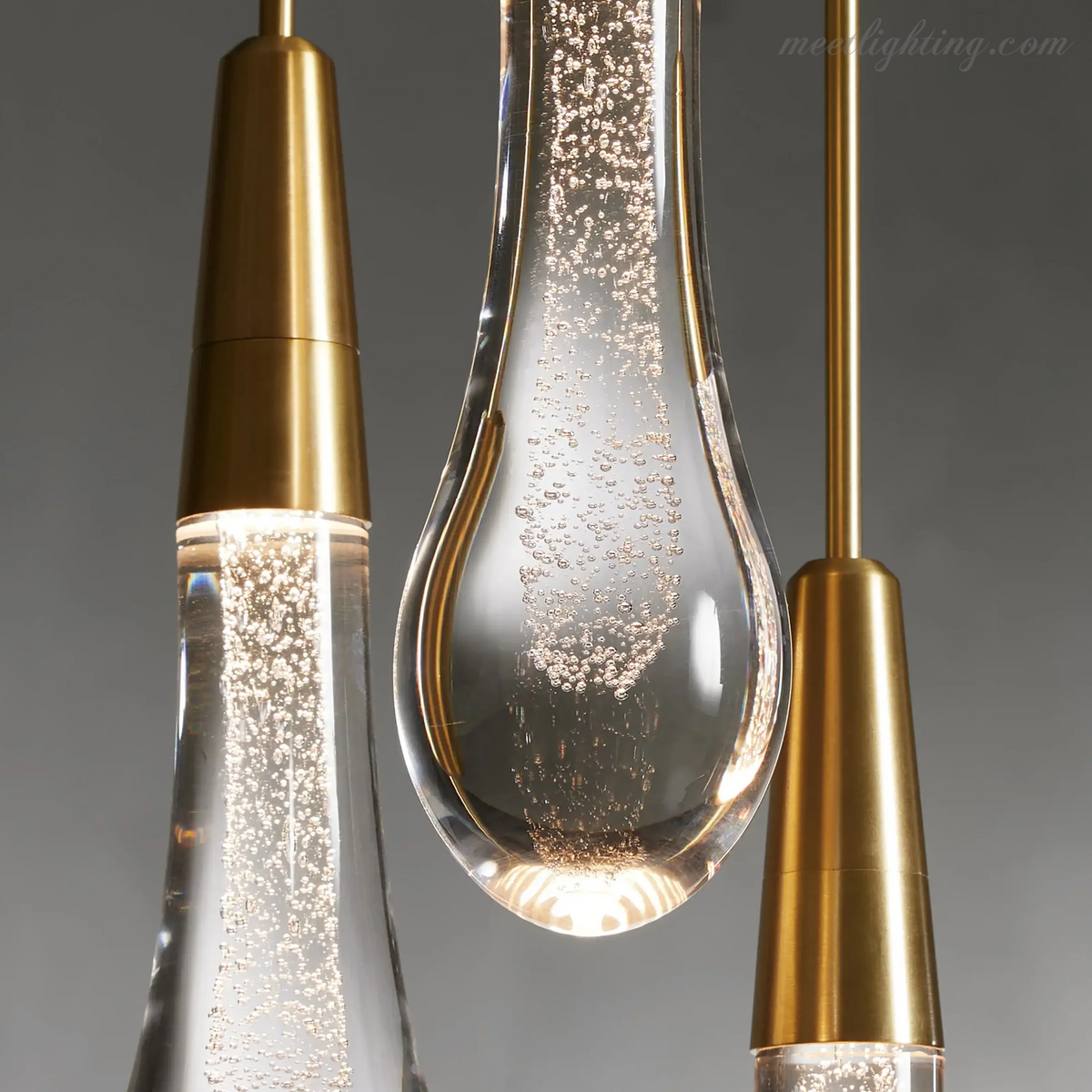 Linear LED Chandelier with Textured Glass Drops – Adjustable Height – Brass Bronze Nickel – 37 to 120 Inch – Dining Room Kitchen Island | Thomler