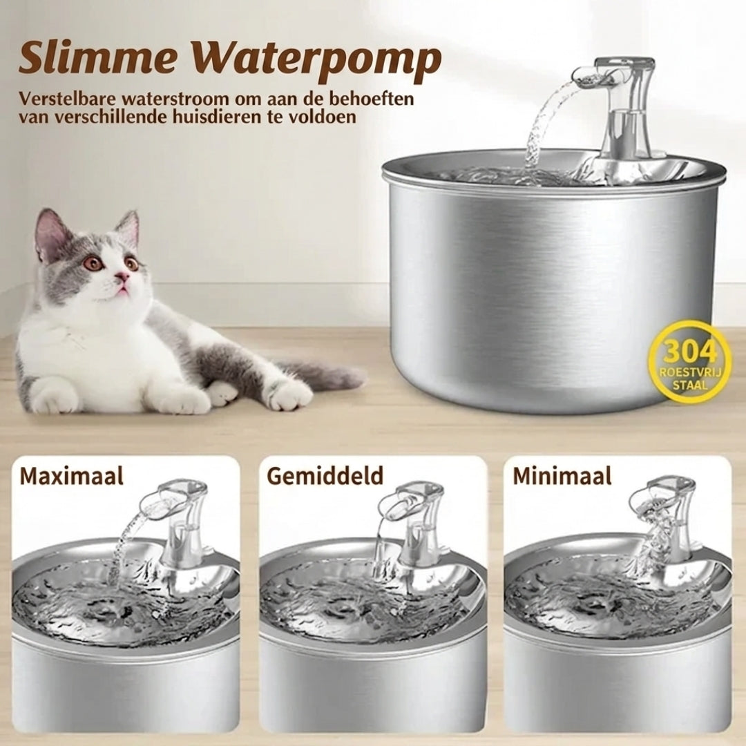 Motion-Activated Pet Water Fountain with 4-Stage Filtration for Cats & Dogs – Stainless Steel 68 oz Automatic Drinking Station | Thomler