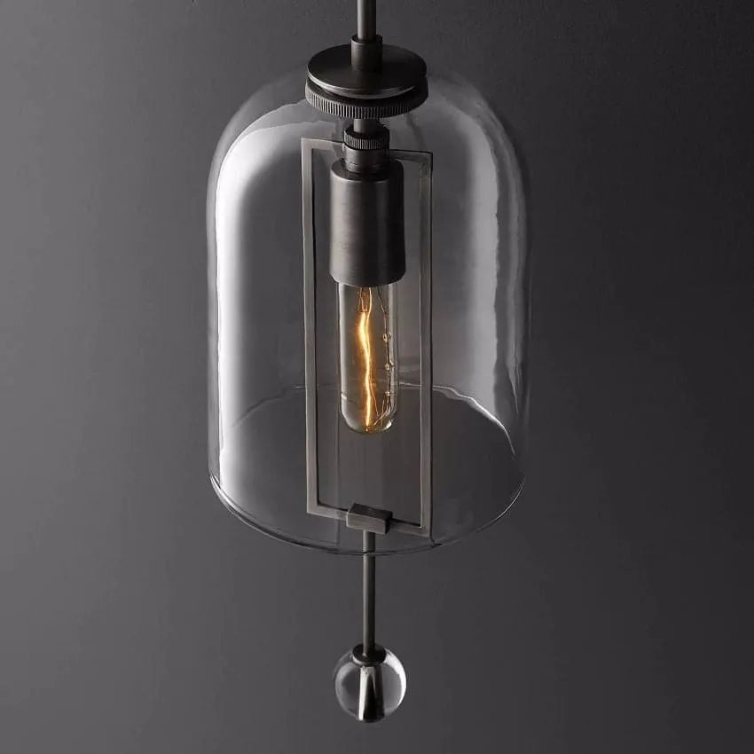 Modern Glass Globe Wall Light with Geometric Frame – Vintage Brass, Bronze & Satin Nickel – 23 or 29 Inch Height – Sculptural Sconce for | Thomler