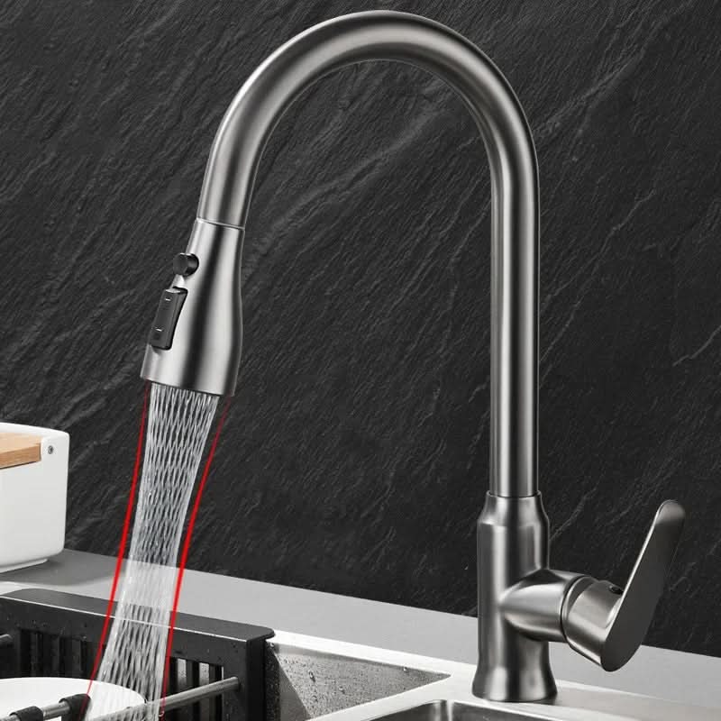 Single-Handle Pull-Down Kitchen Faucet with 360° Swivel Spout – Chrome, Brushed Nickel, Black & Gray Finish Options for Modern Sink | Thomler