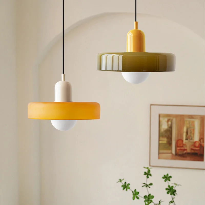 Tinted Glass Pendant Light – Contemporary Hanging Fixture with Colorful Accents for Dining Room & Bedroom | Thomler